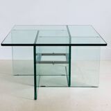 Table basse carrée en verre cristal, Italie années 70