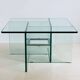 Square crystal glass coffee table, Italy 1970s
