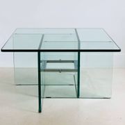 Square crystal glass coffee table, Italy 1970s
