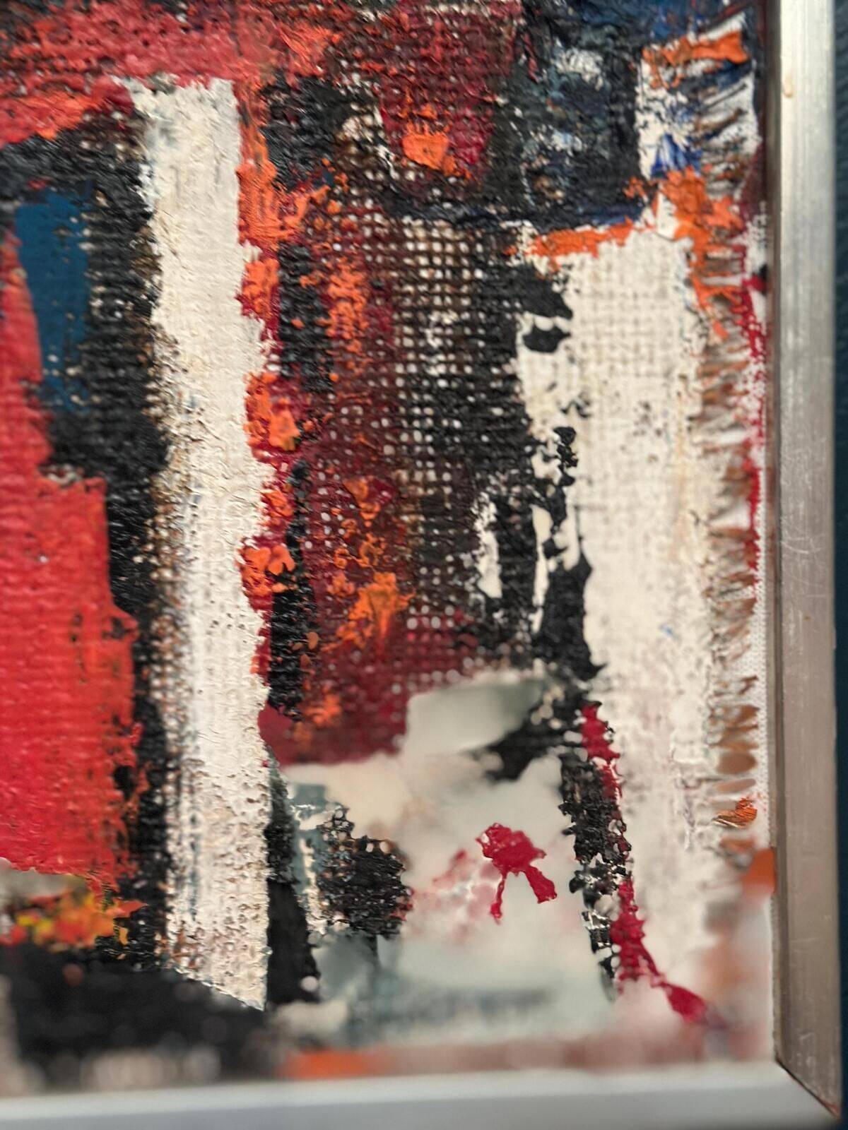 Original Swedish Oil On Canvas – “Cityscape In Red” By Holger Oijens (1907–2004) – Signed – Vintage & Framed