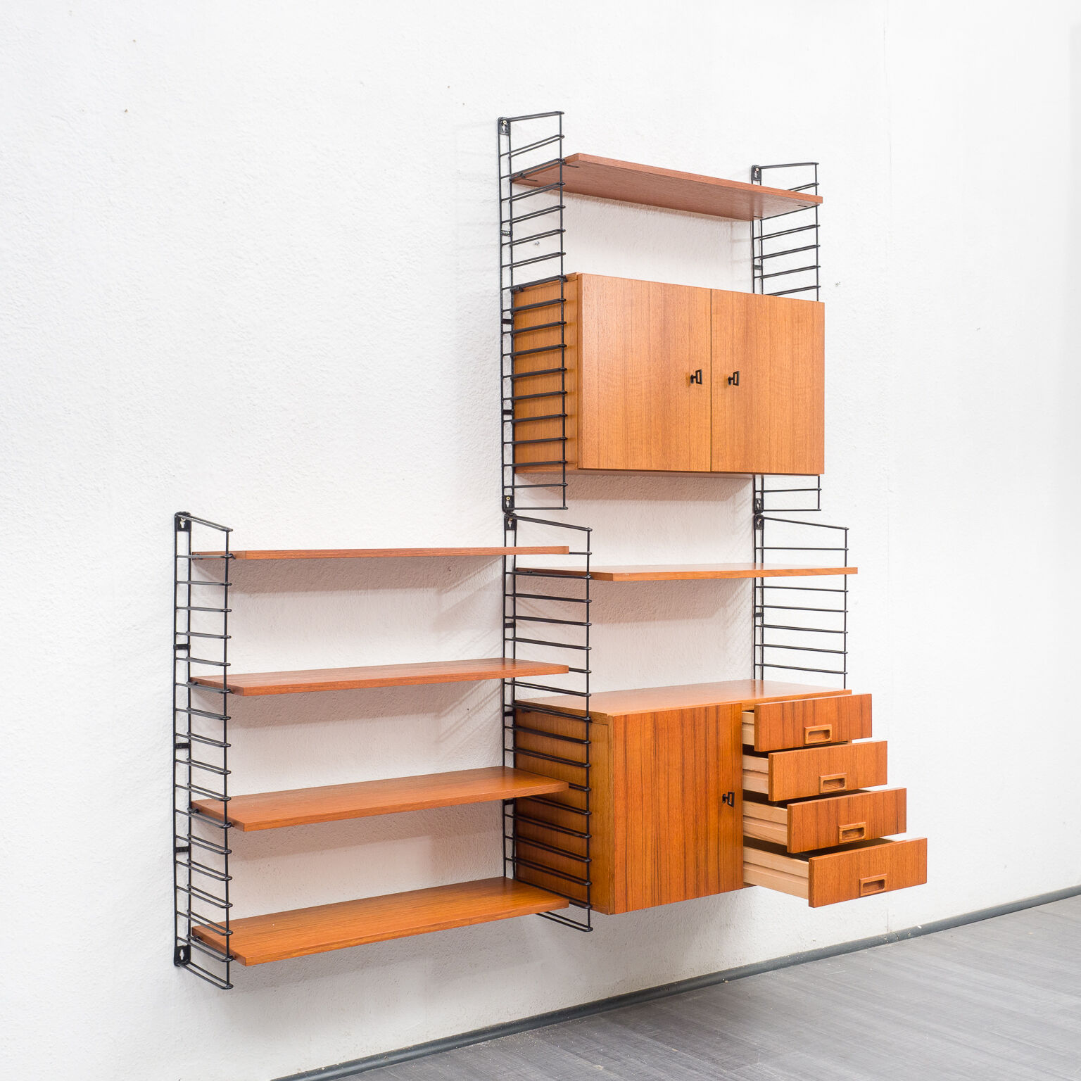 Wall shelf, teak, 60s, two boxes