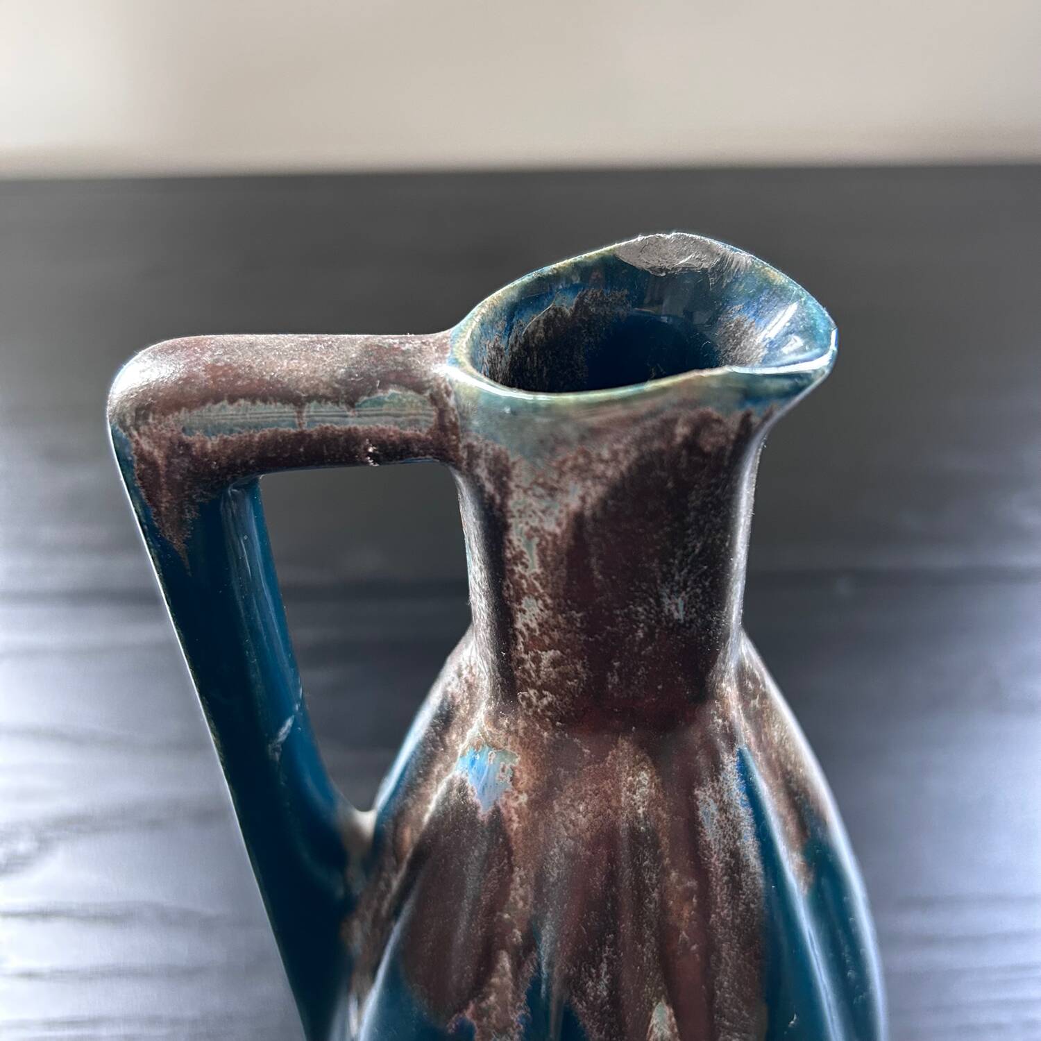 Pichet art déco bleu paon