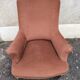 Antique crapaud chair in brown velvet – turned legs and brass rings.