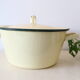 Enamelled metal marmite, pale yellow, vintage