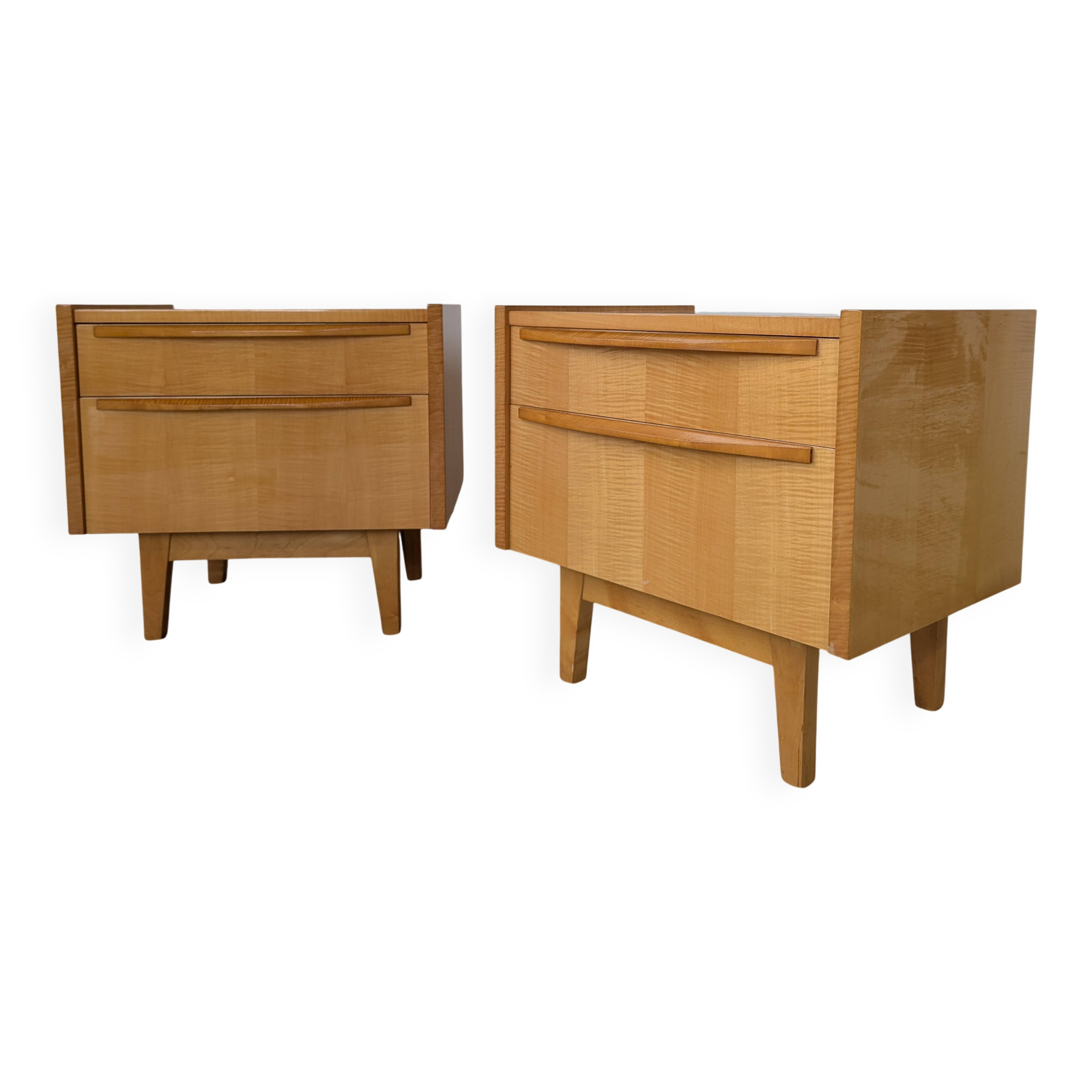 Pair of bedside tables in light wood