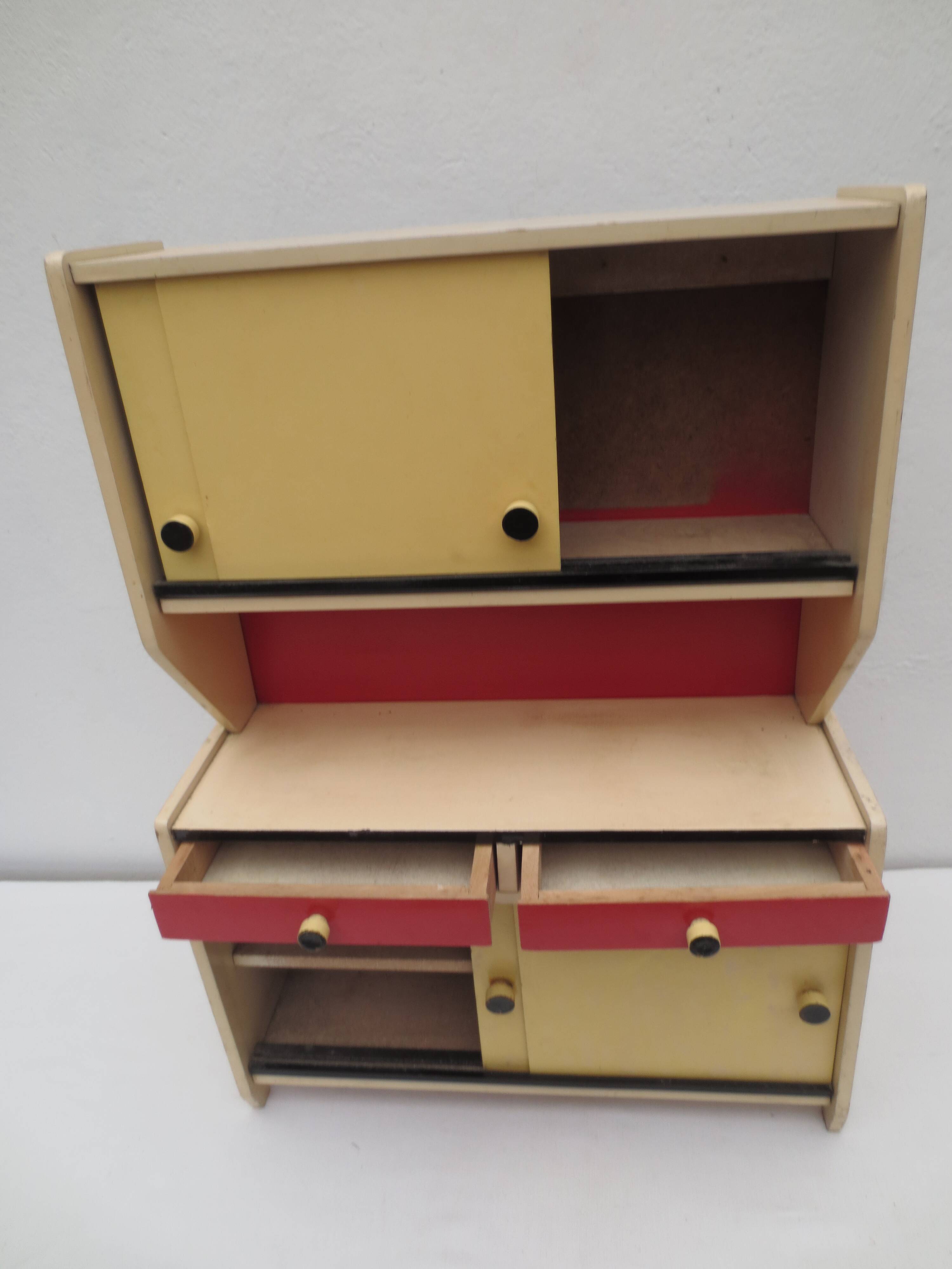 Old toy, vintage kitchen buffet