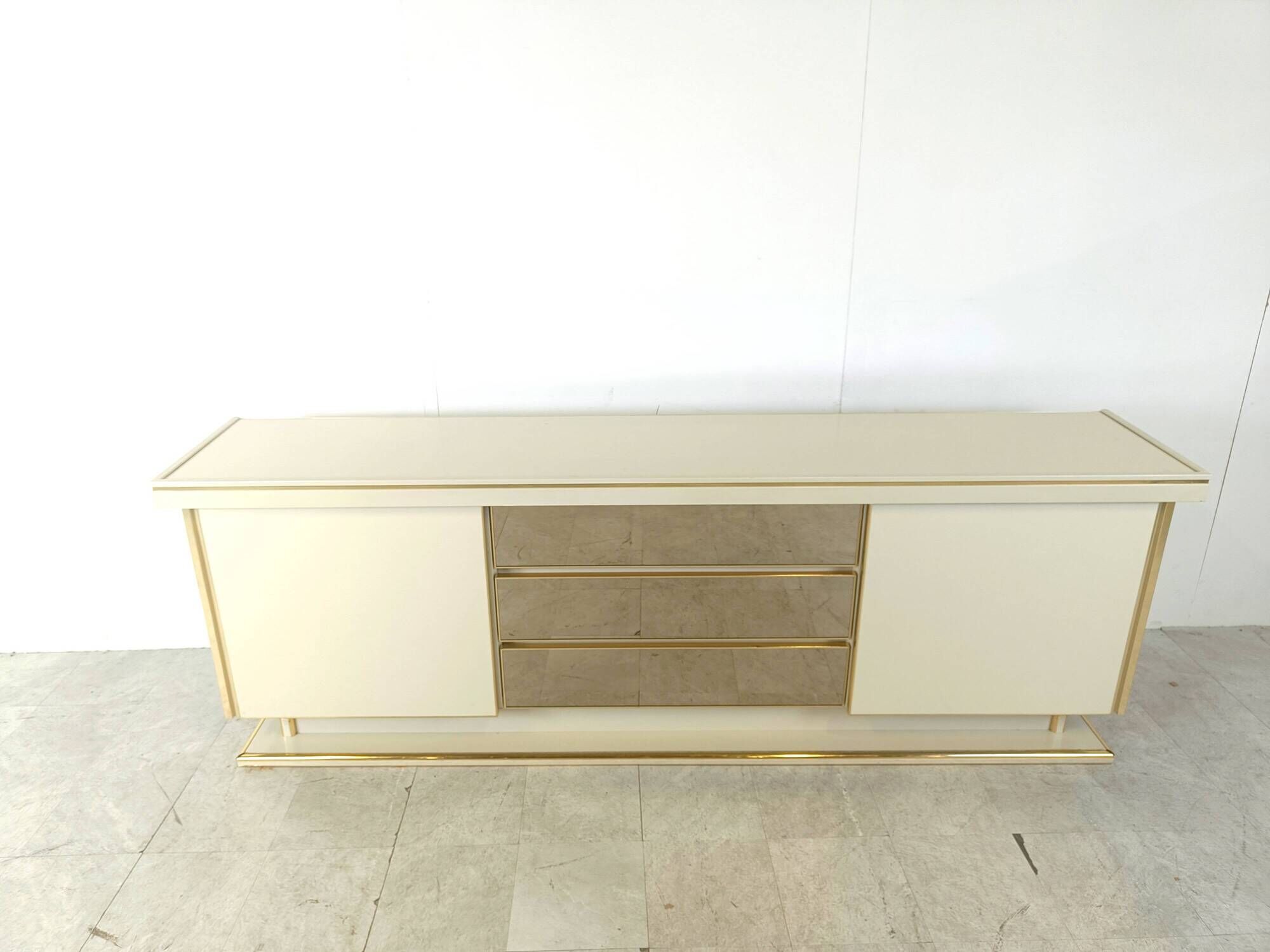 Vintage brass and lacquer sideboard, 1970s
