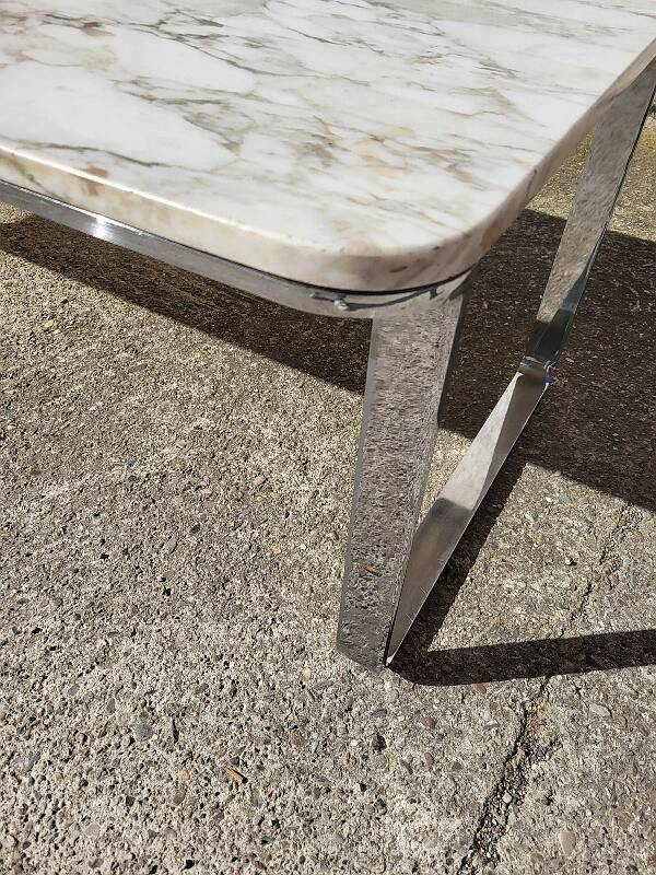 Marble and stainless steel coffee table