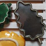 Trio of vintage ceramic leaves from the 50s and 60s