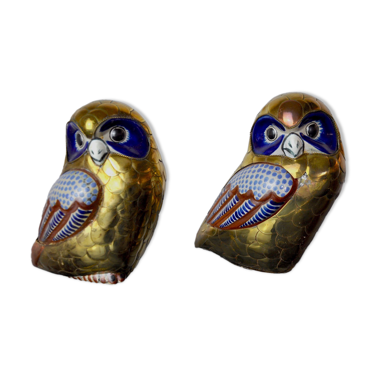 Pair of brass owls Serre livres, Italy, 1970