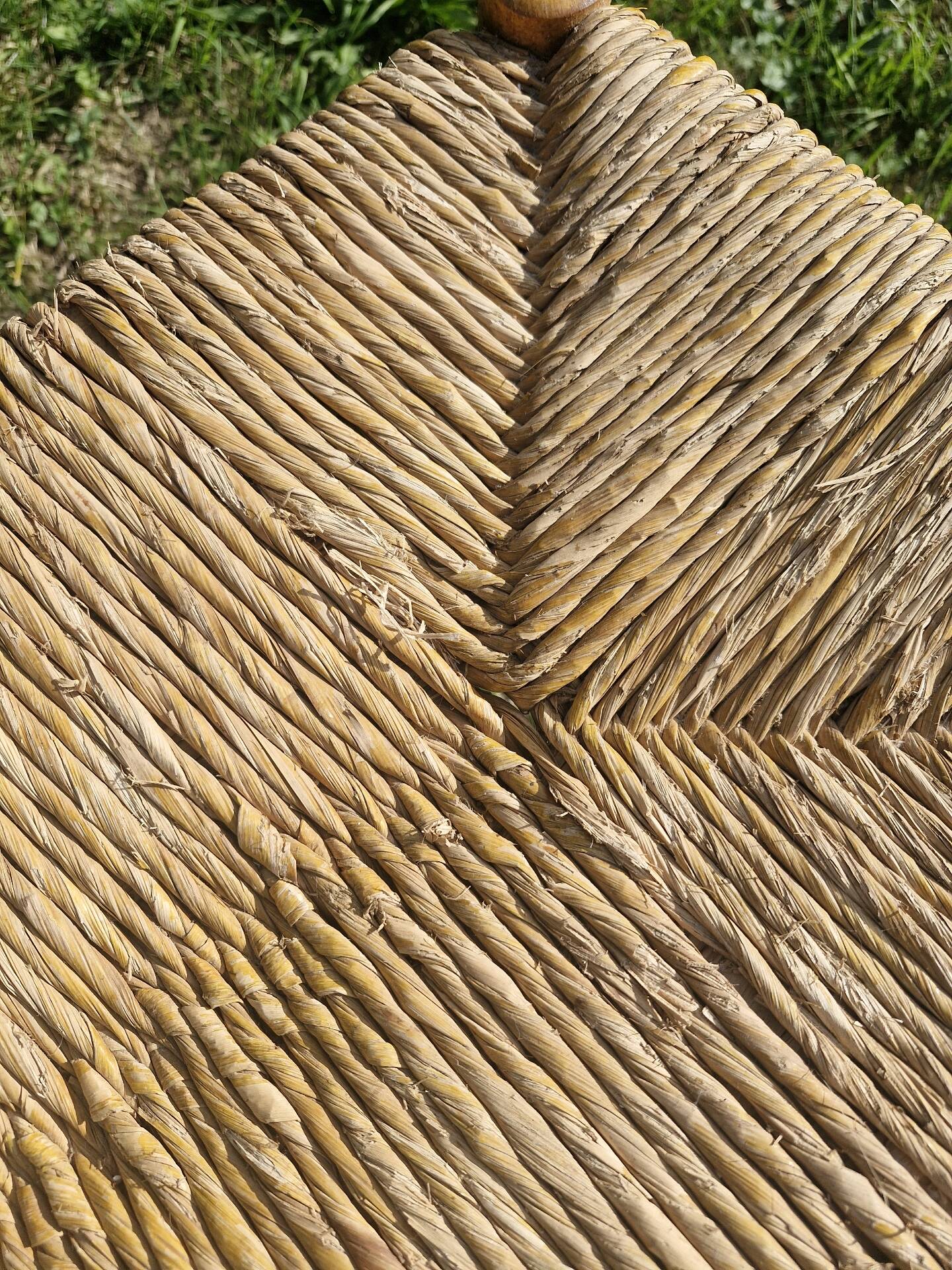 Wood and straw bench