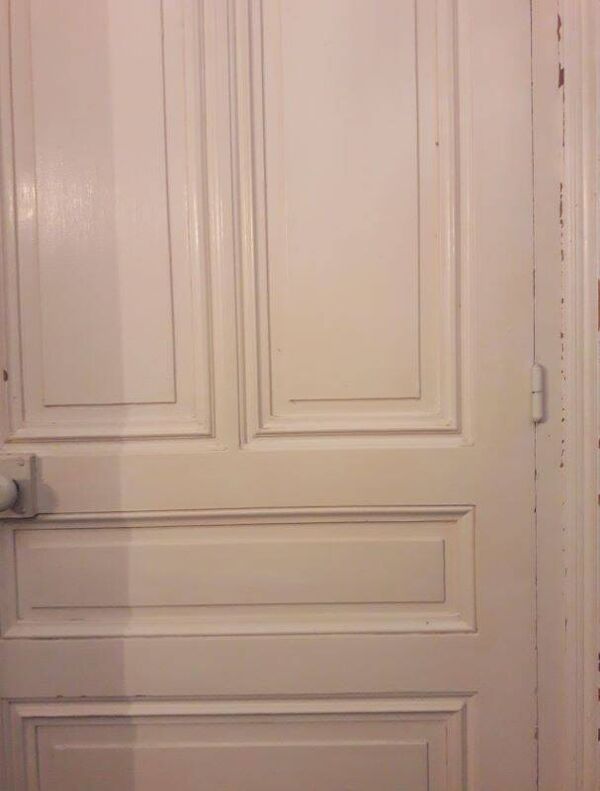 Porte Haussmannienne ancienne, imposte vitrée, cadre châssis 83x219,5