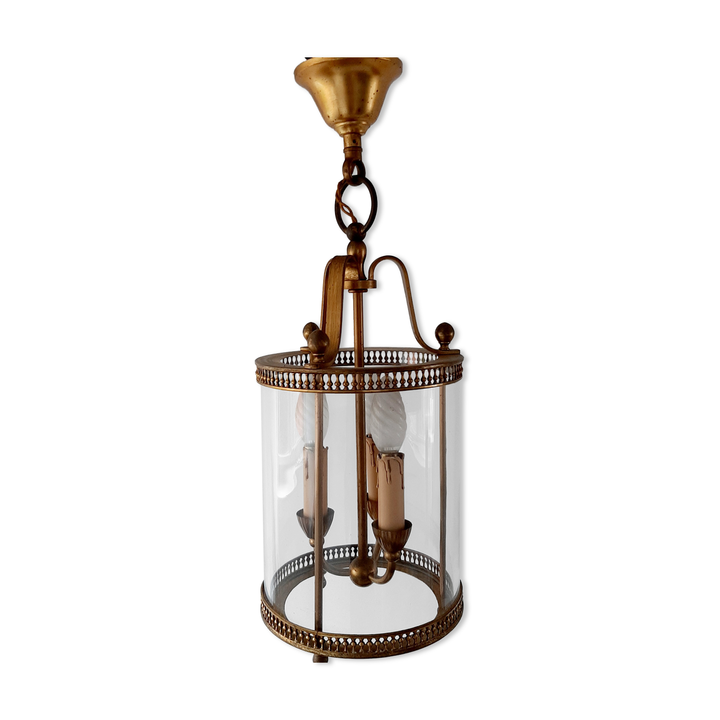 Suspension vintage laiton et verre