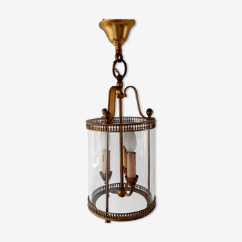 Suspension vintage laiton et verre