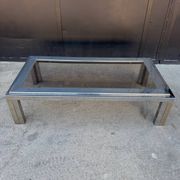 1970s smoked glass chrome coffee table