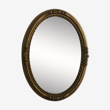 Miroir oval ancien doré 35x45cm