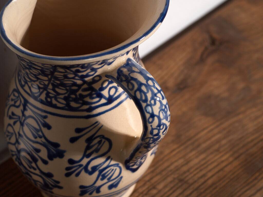 Old blue and white faience jug – Central Europe, around 1930