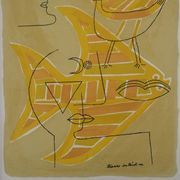 Victor brauner : portrait surréaliste (traces interstices) - lithographie o
