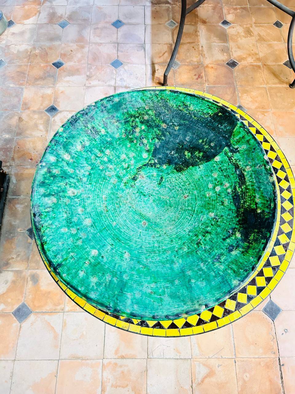 Large green ceramic plate by Tamegroute - 60 cm