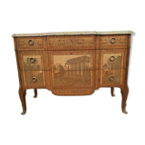 Commode a central jump in amaranth wood and rosewood XX century