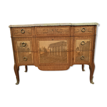 Commode a central jump in amaranth wood and rosewood XX century