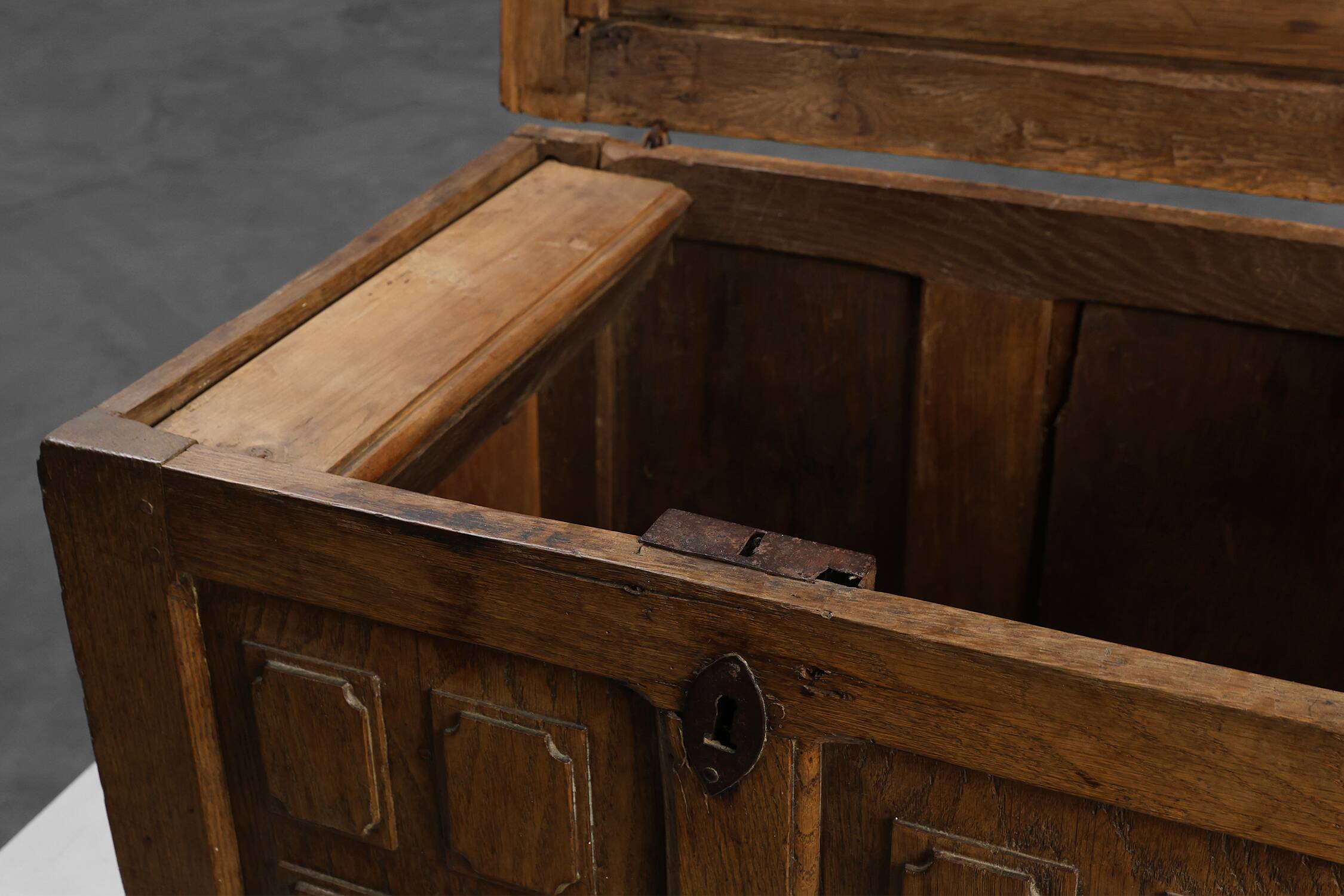 Rustic Oak paneled Trunk or chest, France 18th Century