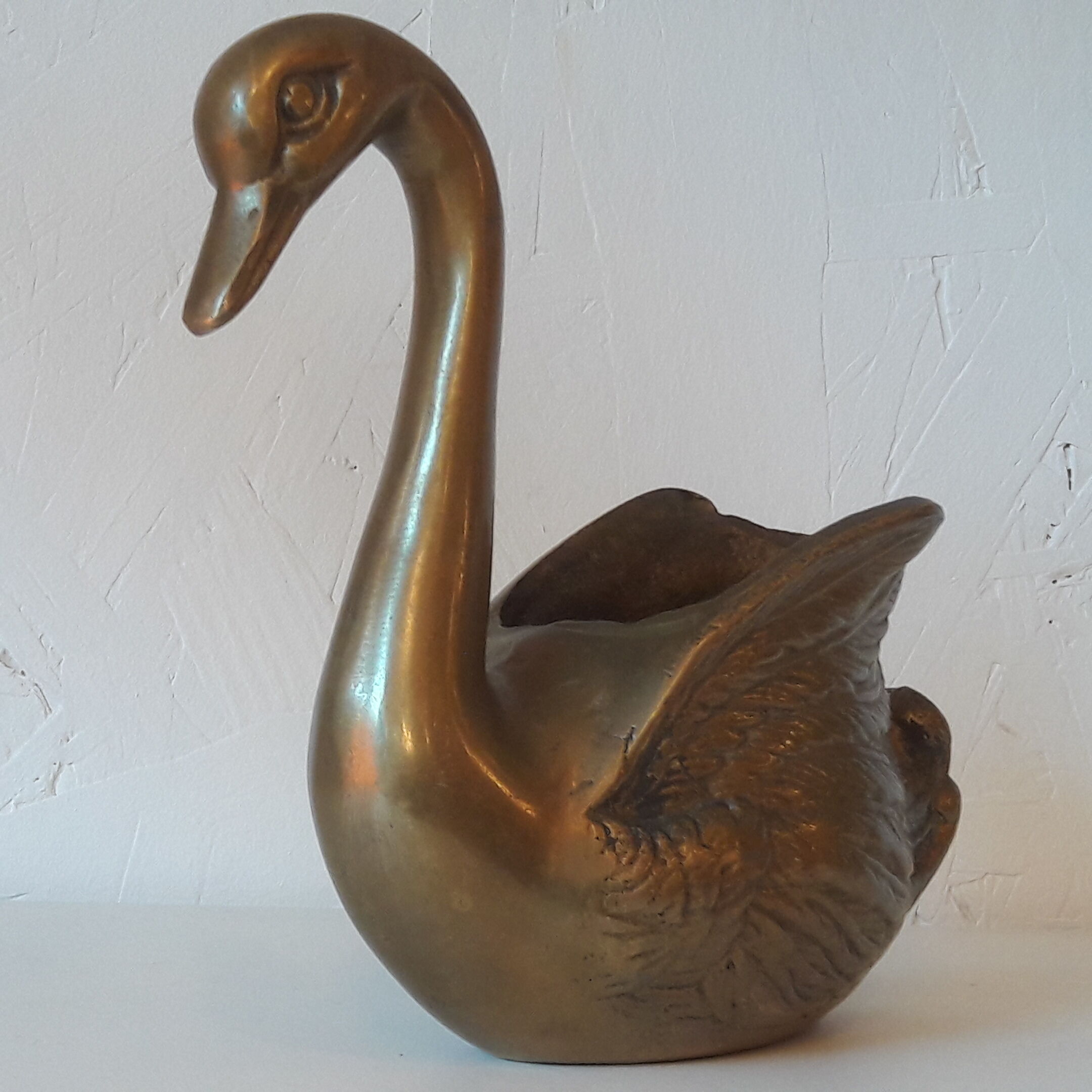 Empty brass swan pocket