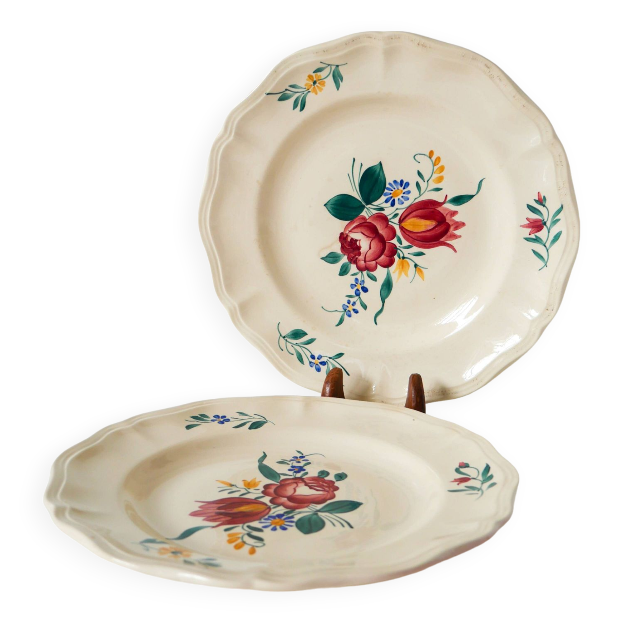 Pair of Digoin Sarreguemines compote bowls, “Yann” model, 1940