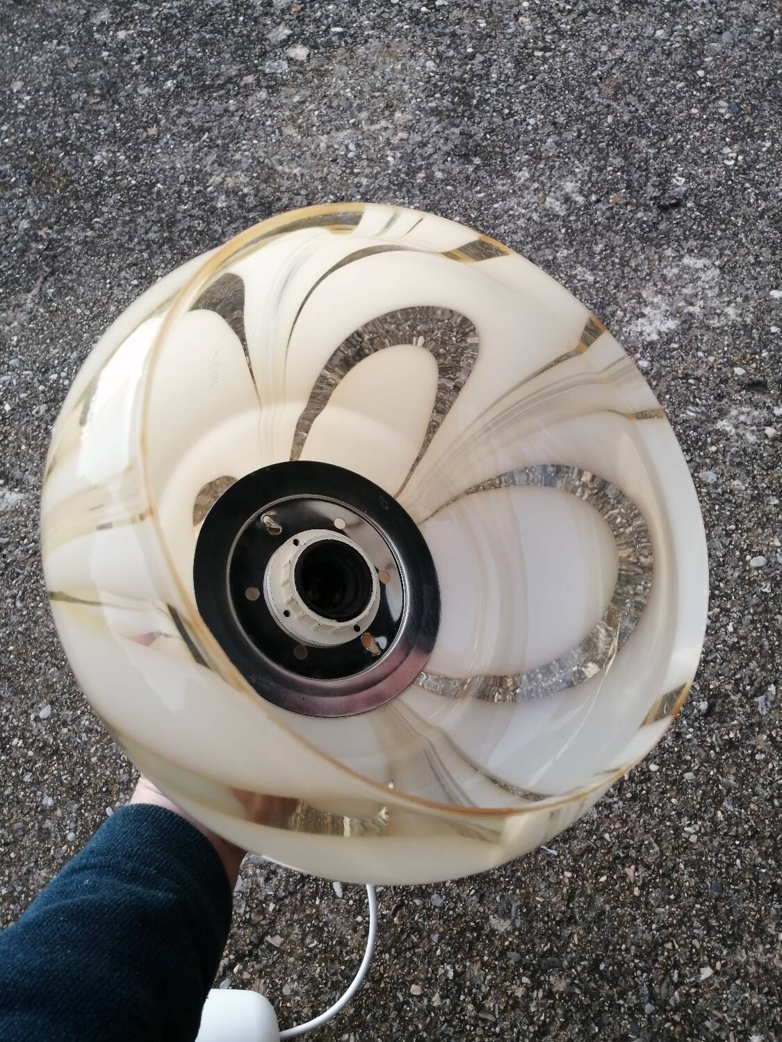 Vintage marbled Murano glass pendant light.