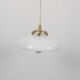 Vintage suspension in white opaline with a bulged shape – 1960s lampshade, brass.