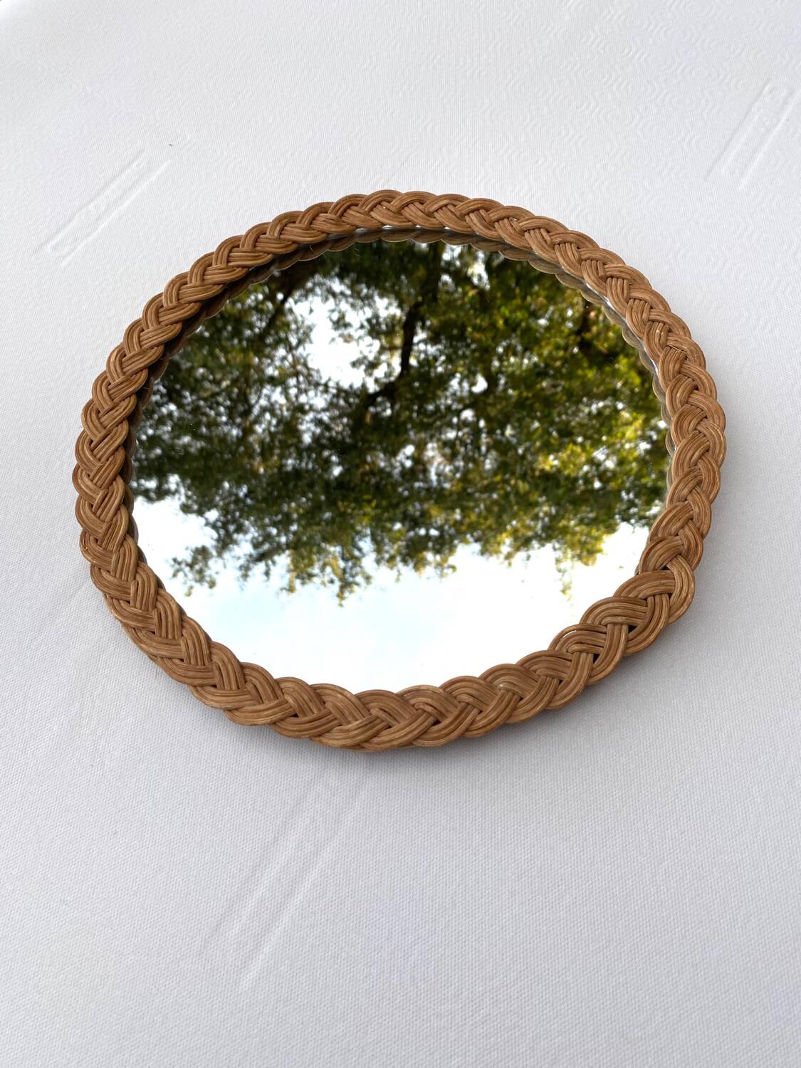 Old wicker rattan mirror 29cm