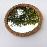 Ancien miroir en rotin osier 29cm