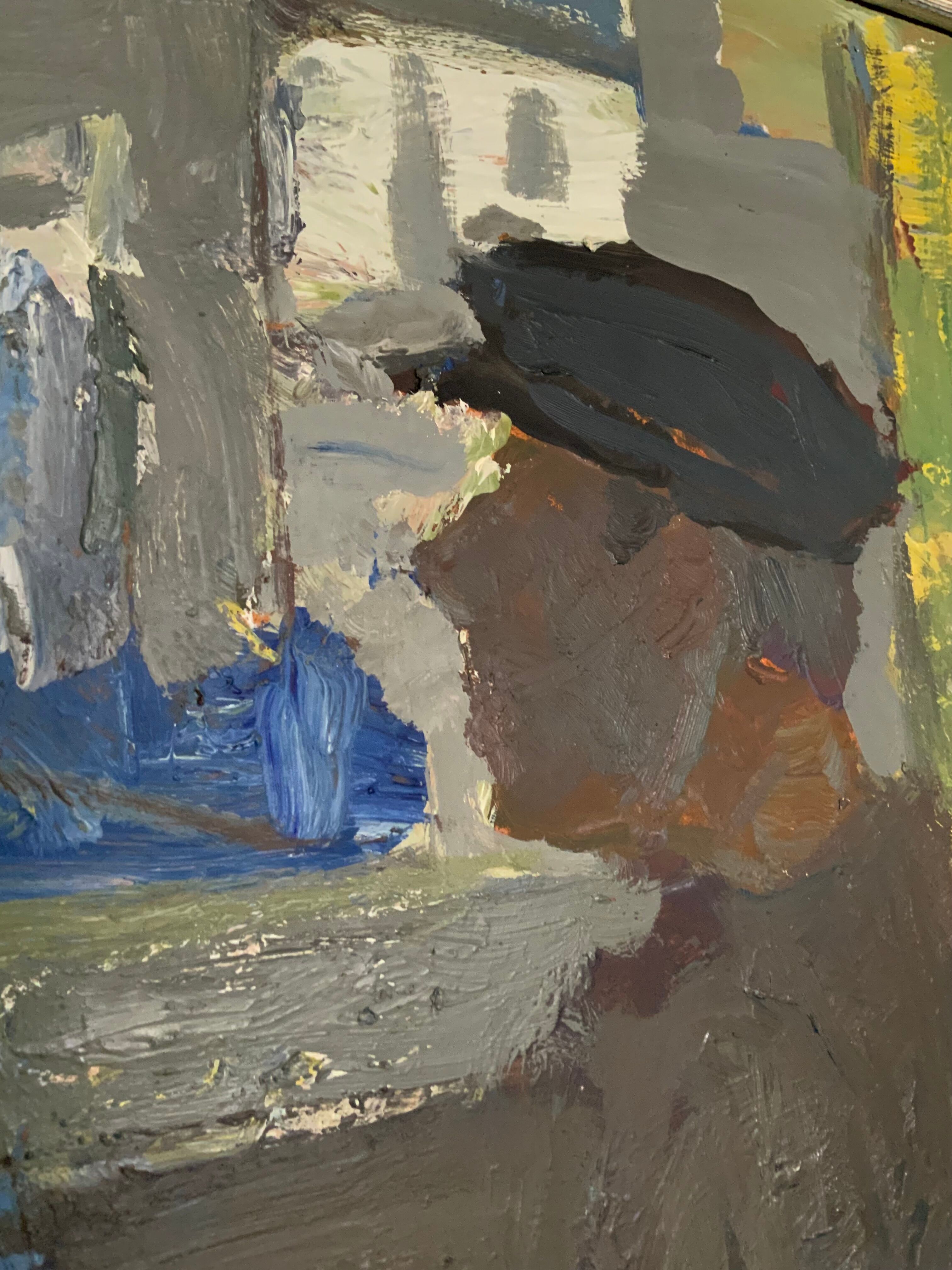 Original Svan Grandin Vintage Oil Painting  Portrait of two men in cafe