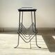 Table d'appoint range vinyles vintage métal marbre