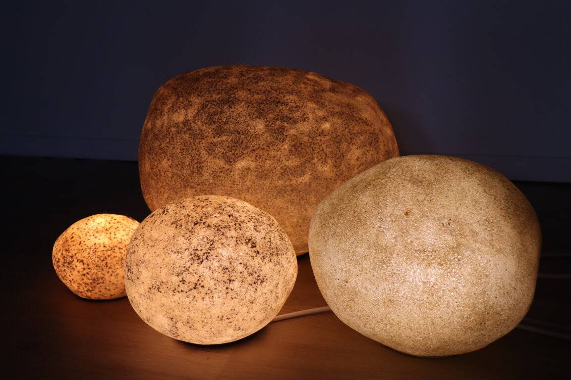 Set of 4 “Dora” model rock lamps by André Cazenave for Atelier A, 1960