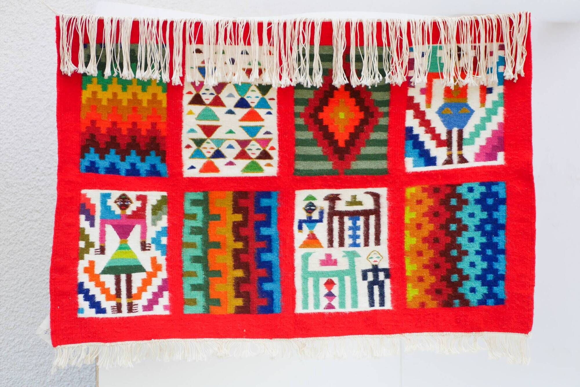 Vintage Berber Kilim, traditional wall tapestry from the popular art of Gafsa