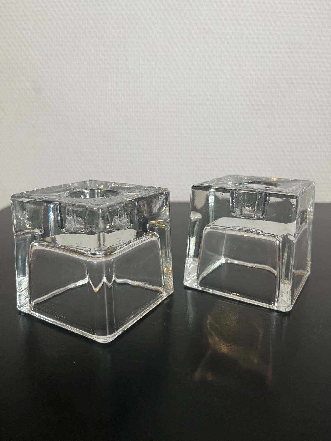 Pair of Ice Cube Dansk tapered candle holders