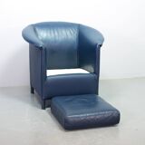 Wittmann Petrol Soft Leather Club Chair Model Aura  Designed by Paolo Piva