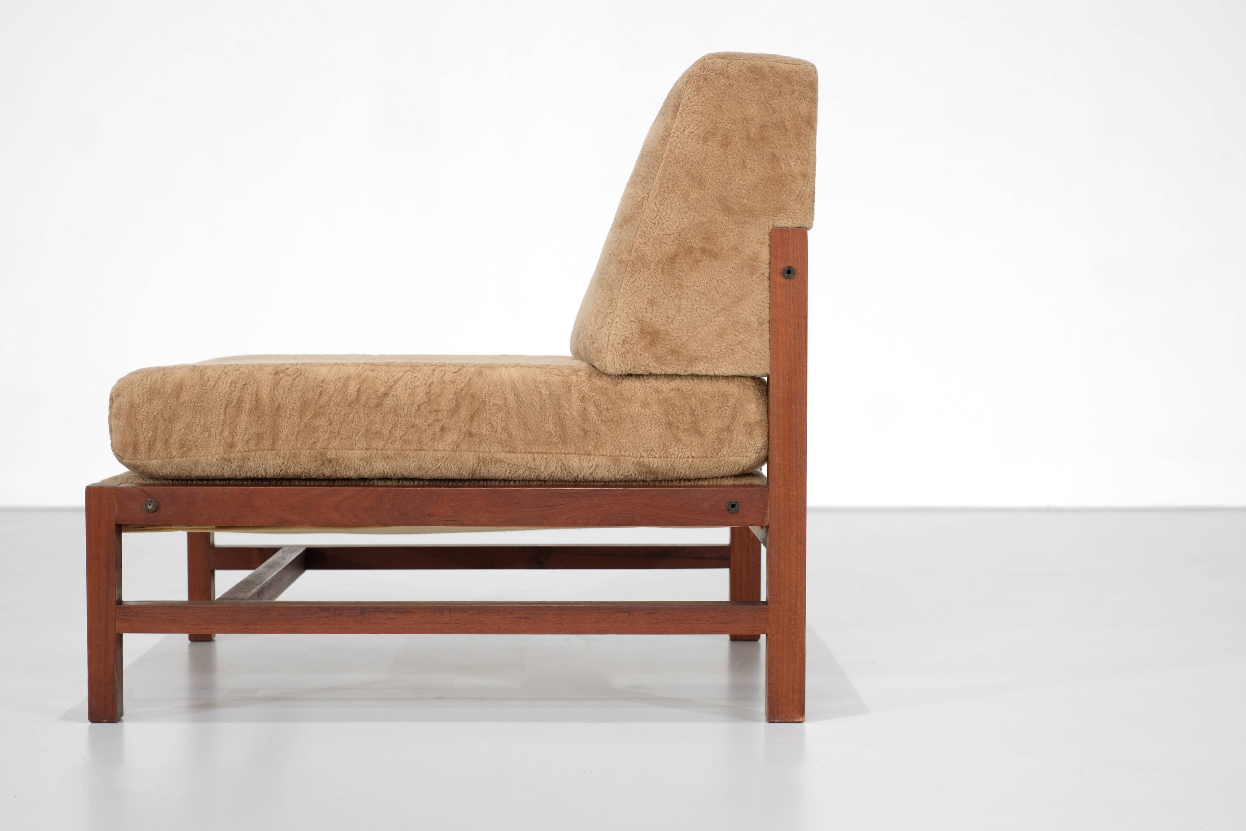 Wooden armchair covered in fabric, Italy, 1960s.
