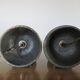 Pair of hammered raw steel and leather lamps 40 50s