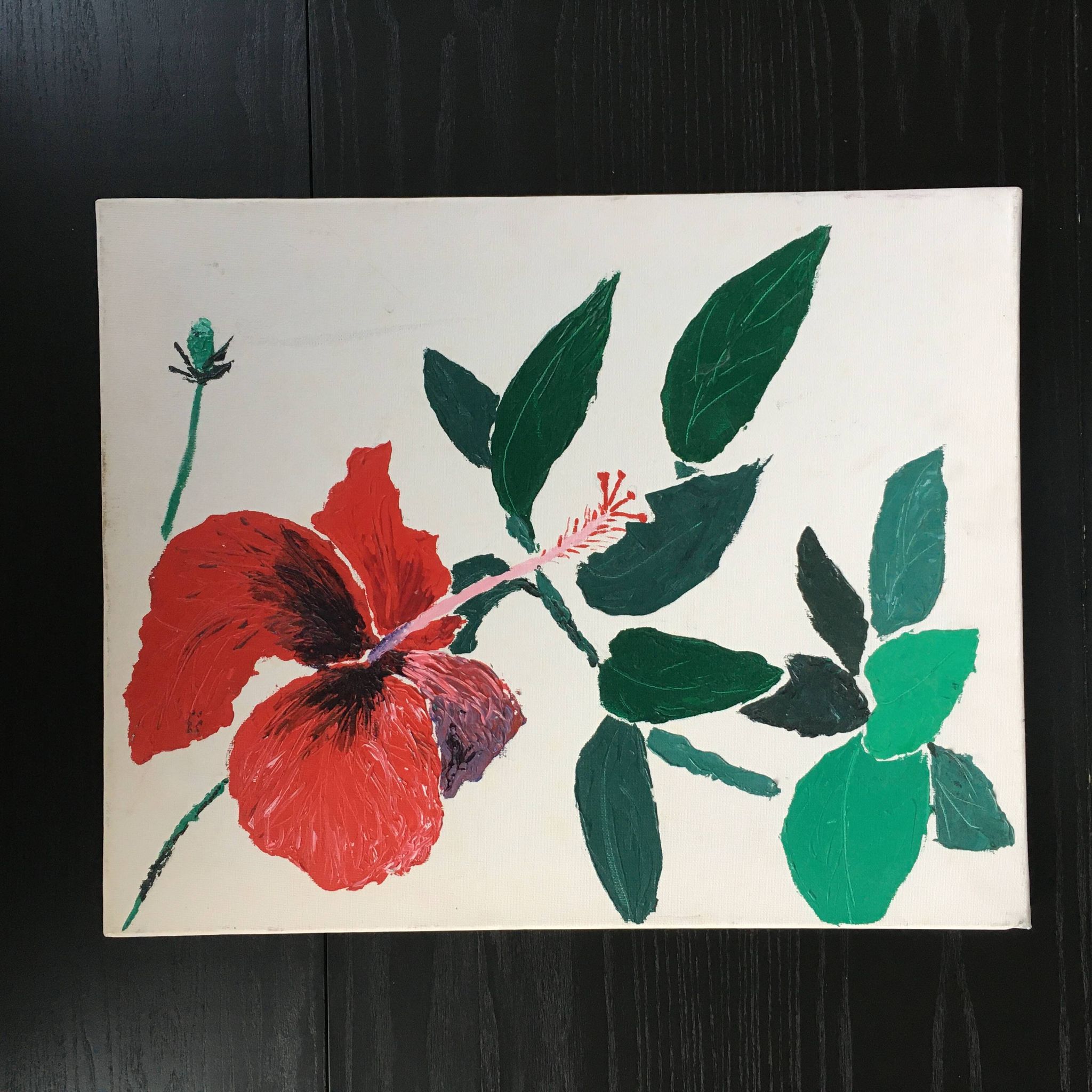 Red exotic flower painting