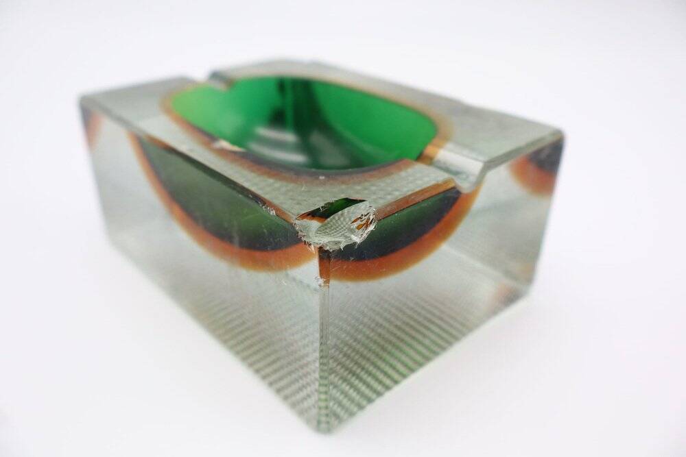 Sommerso Murano Glass Ashtray by Flavio Poli for Seguso, Italy, 1960s