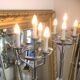 Paire de lampadaires torchères en métal chromé, vers 1970, 8 feux, 160 cm