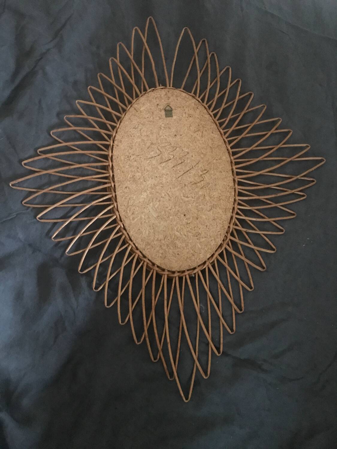 Vintage woven wicker mirror