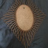 Vintage woven wicker mirror