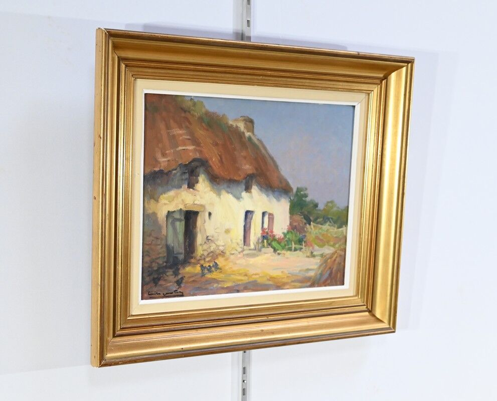 Oil on Wood "Maison en Brière", signed E.gautier – 1955
