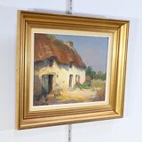 Oil on Wood "Maison en Brière", signed E.gautier – 1955