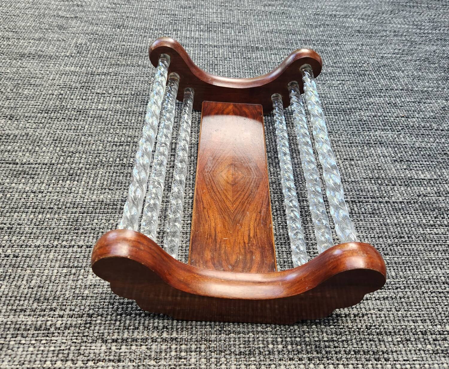Corbeille en bois et cristal : Art Déco