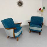 Lot of 2 sculptural Danish design armchairs from the 1940s, vintage.