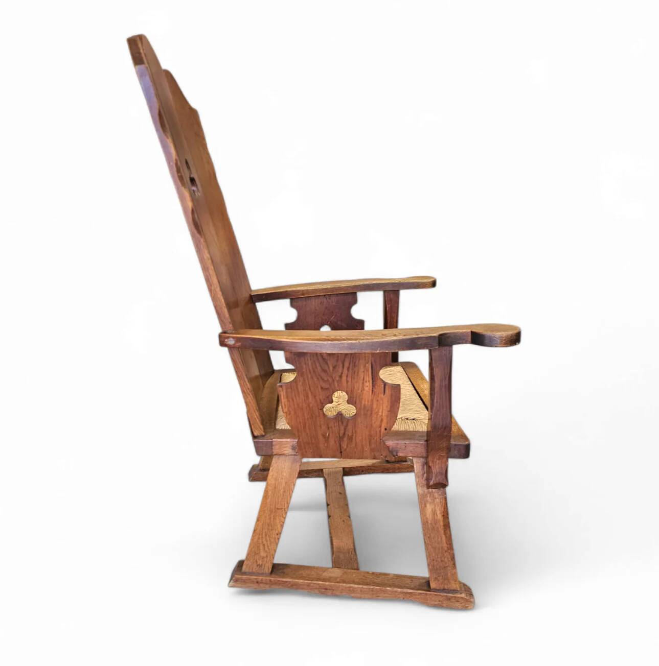 High back / monastery / rush seat armchair 1950s